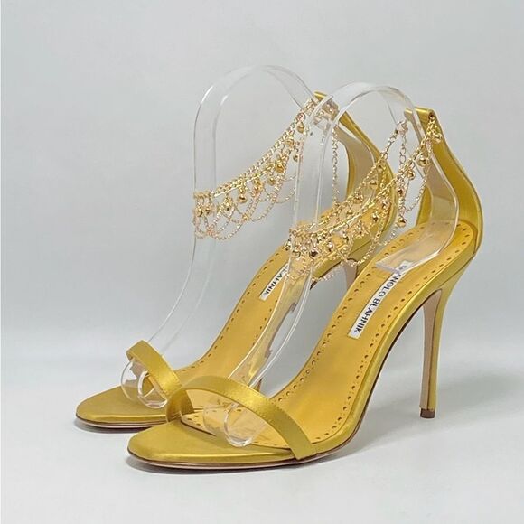 Manolo Blahnik Campanillasan 105MM Satin Sandals size 39.5 - Picture 5 of 12